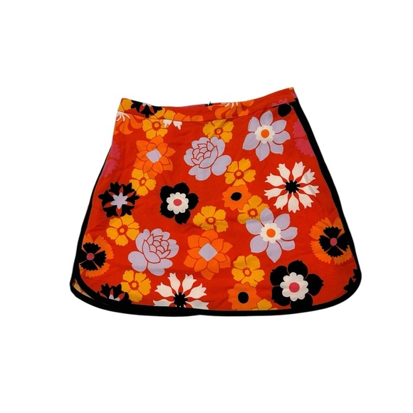 Victoria Beckham For Target Orange Floral Print Lined A-Line Skirt Sz Medium NWT - Picture 1 of 9